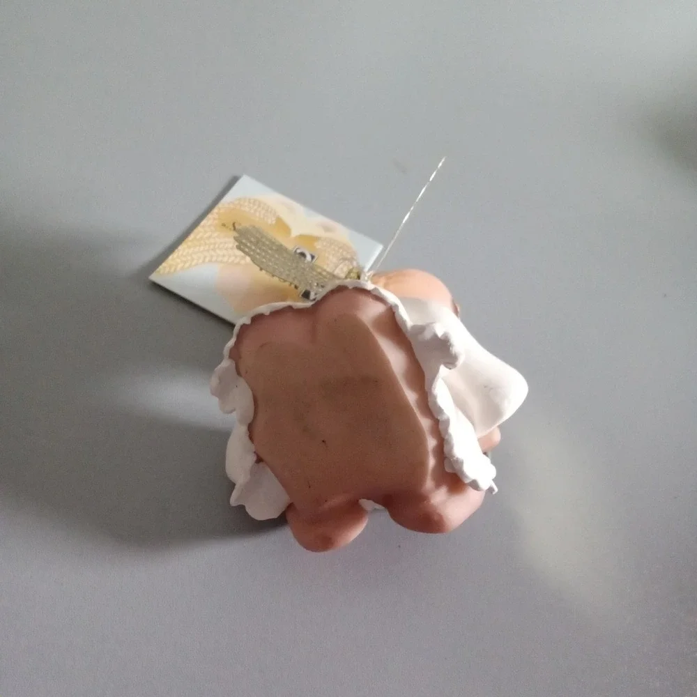 Angel Cheeks Kirk's Folly Baby Guardian Angel Figurine with Cake 2001 Vintage